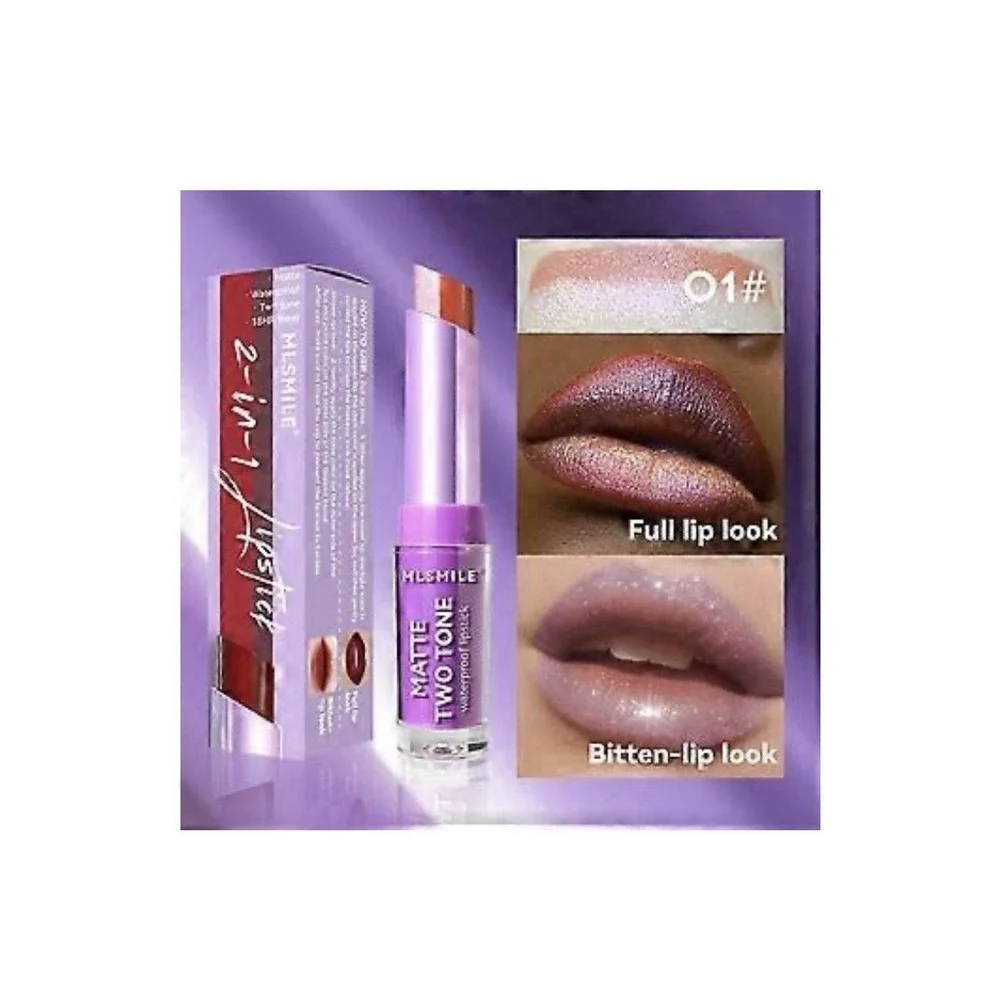 💄‎ Two-Tone Velvet Pearl Lipstick – Long-Lasting & Moisturizing
